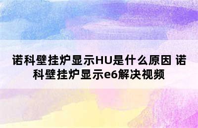 诺科壁挂炉显示HU是什么原因 诺科壁挂炉显示e6解决视频